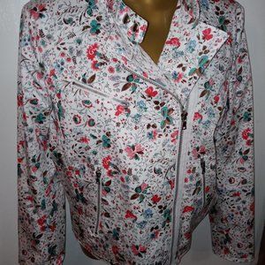 GAP Red Floral Moto Jacket size M tall Motorcycle